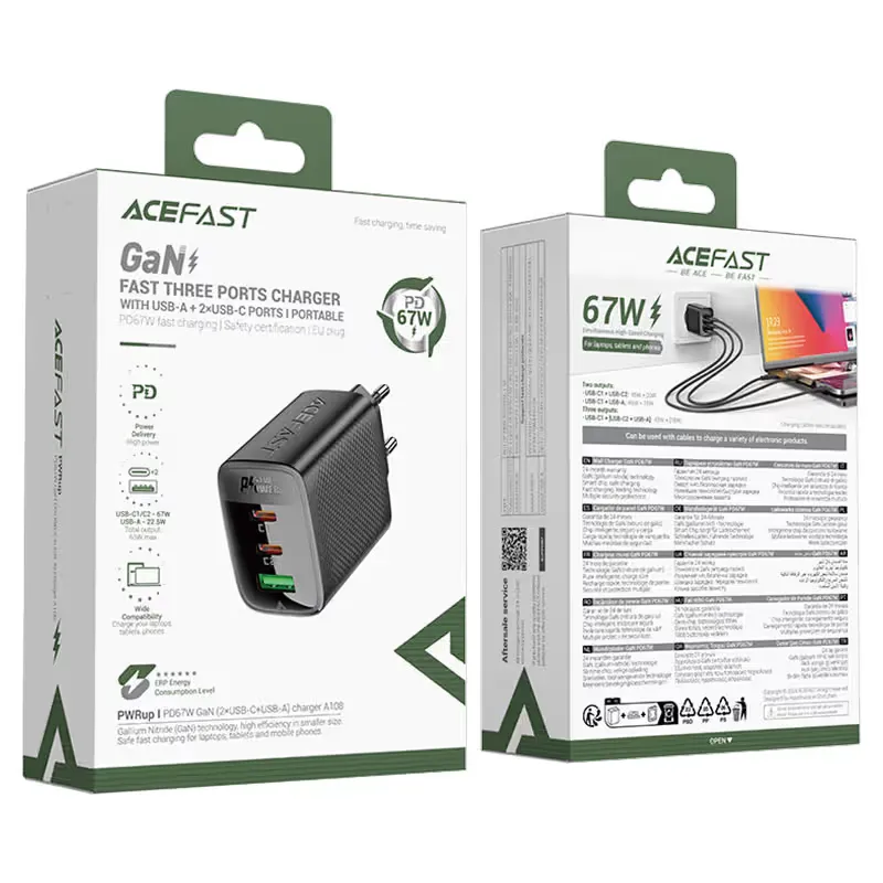 Fast Charge Wall Charger A108 PD67W (2xUSB-C+1xUSB-A) EU