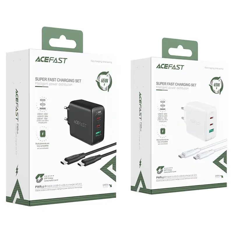 Fast Charge Wall Charger A13 PD65W (2xUSB-C + 1xUSB-A) EU