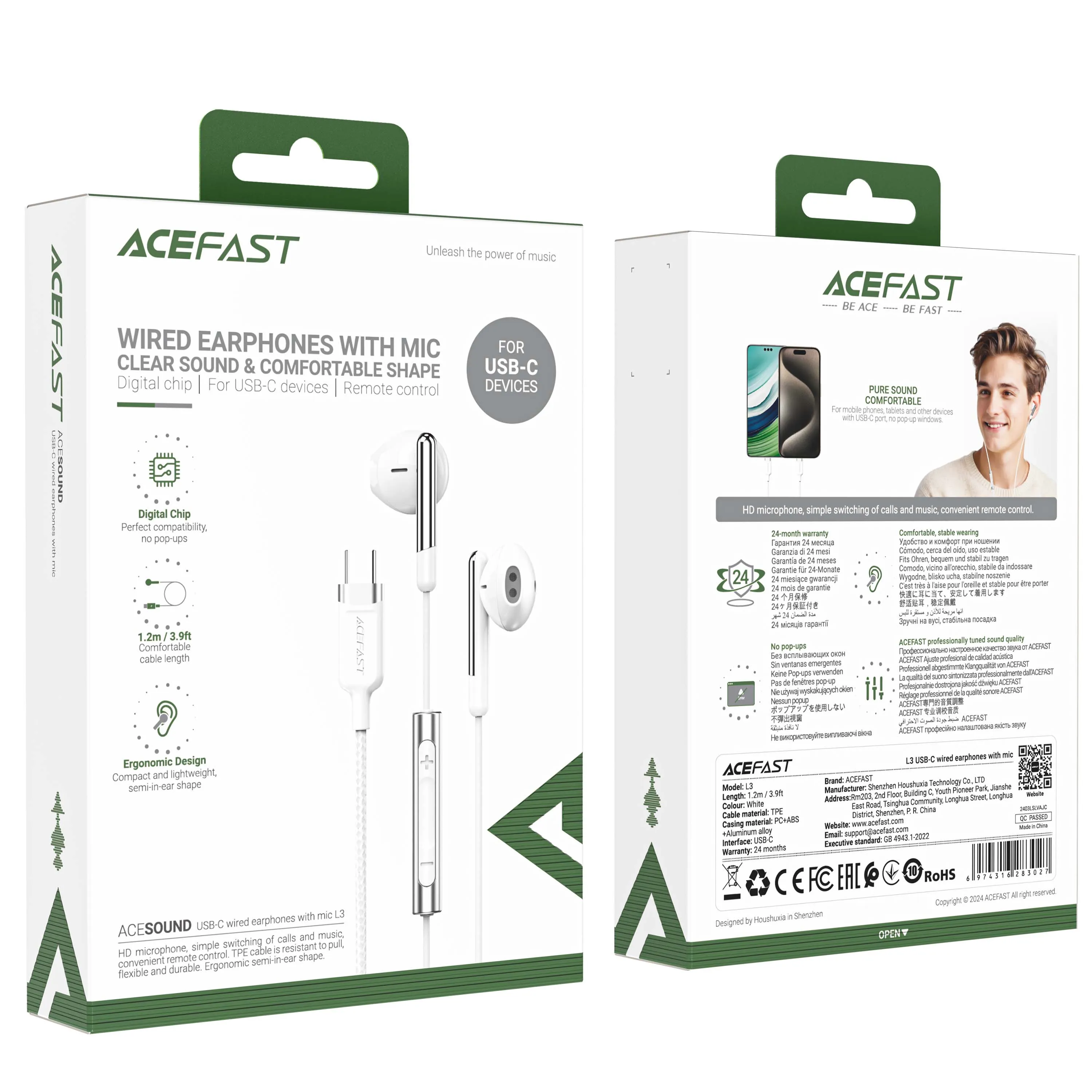 ACEFAST L3 USB-C Wired Earphones with Mic