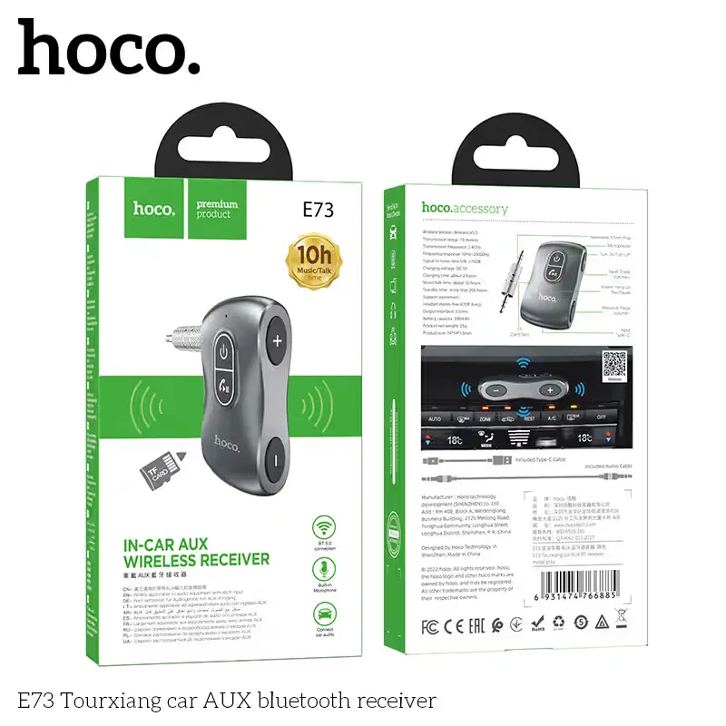 Hoco E73 AUX Bluetooth Car Receiver