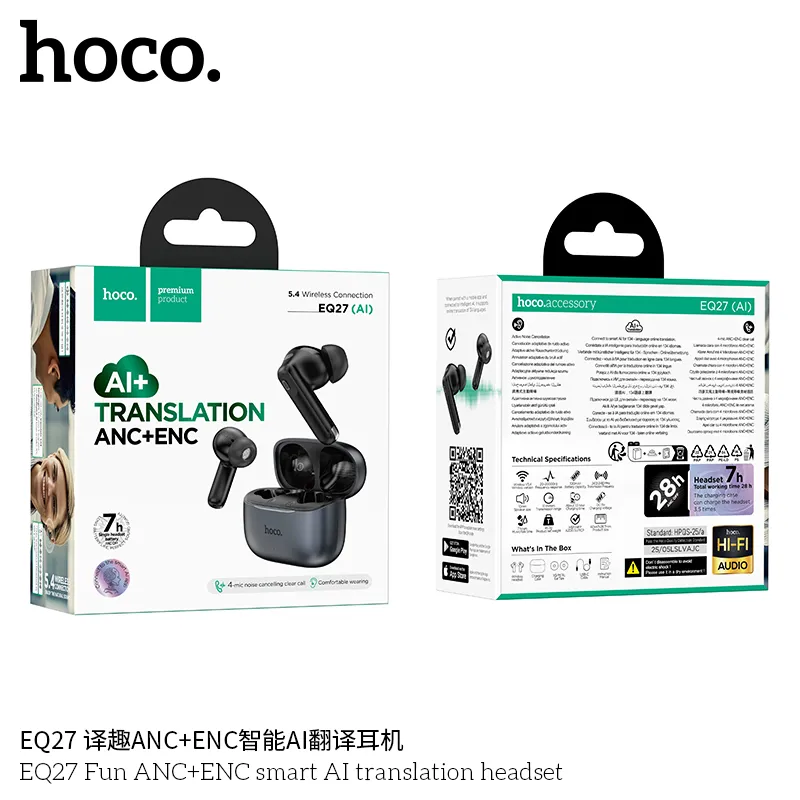 Hoco EQ27 Fun ANC+ENC Smart AI Translation Headphones