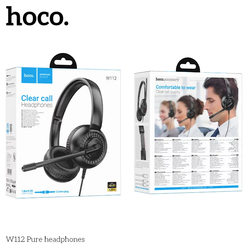 Hoco W112 Wired Headphones with Microphone