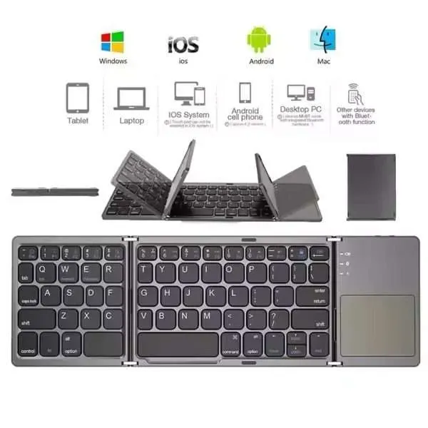 Slim Wireless Bluetooth Keyboard Ultra Thin Foldable
