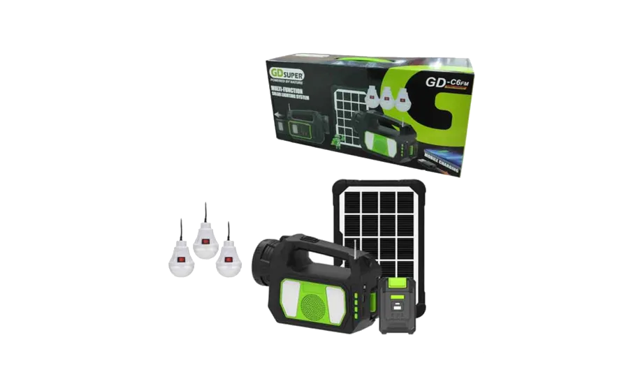 GD Plus GD-C6 4500mAh Solar Lighting System with FM, Bluetooth & Power Bank